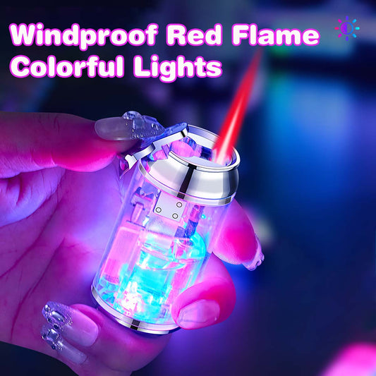 Colorful Can Design Windproof Lighter, Creative Lighter with Red Flame, Refillable Lighter