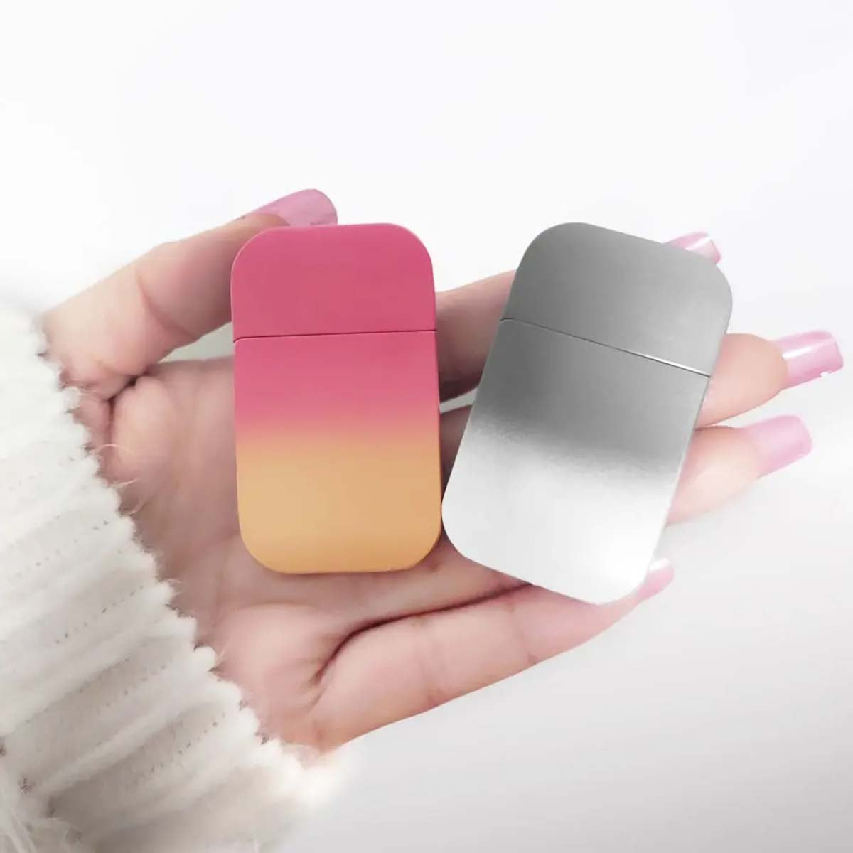 Cool Pink Flame Lighter, Gradient Color, Windproof Refillable Lighter