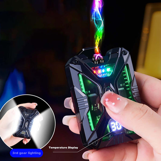 Mecha Rechargeable Lighter, Intelligent Temperature Display, Three Level LED Lighting