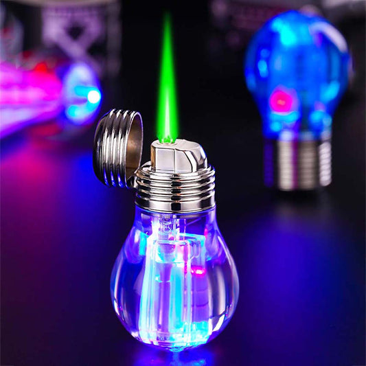 Small Light Bulb Creative Color Light Lighter, Green Flame, Windproof Gas Lighter