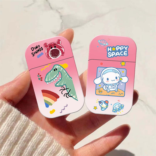 Cute Cartoon Lighter with Pink Flame, Windproof Kawaii Lighter, Refillable Lighter ﻿