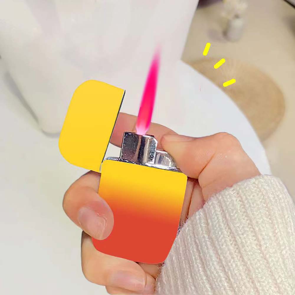 Cool Pink Flame Lighter, Gradient Color, Windproof Refillable Lighter