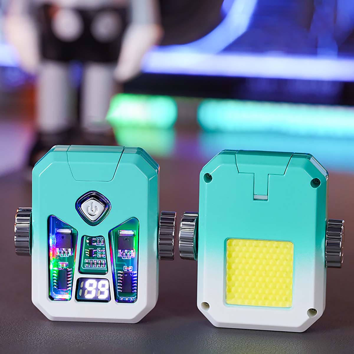 Mecha Style Gyro Lighter, Creative Double Arc Rechargeable Lighter with LED Light