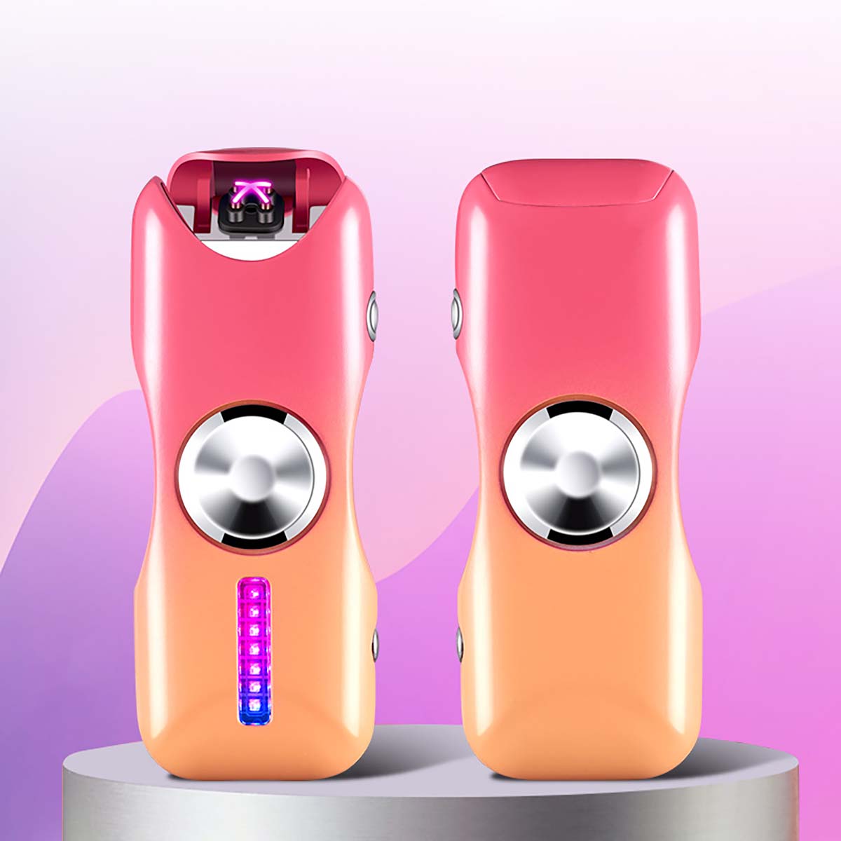 Creative Gradient Color Fingertip Gyro Lighter, Fidget Spinner Lighter, Rechargeable Double Arc Lighter With LED Lights