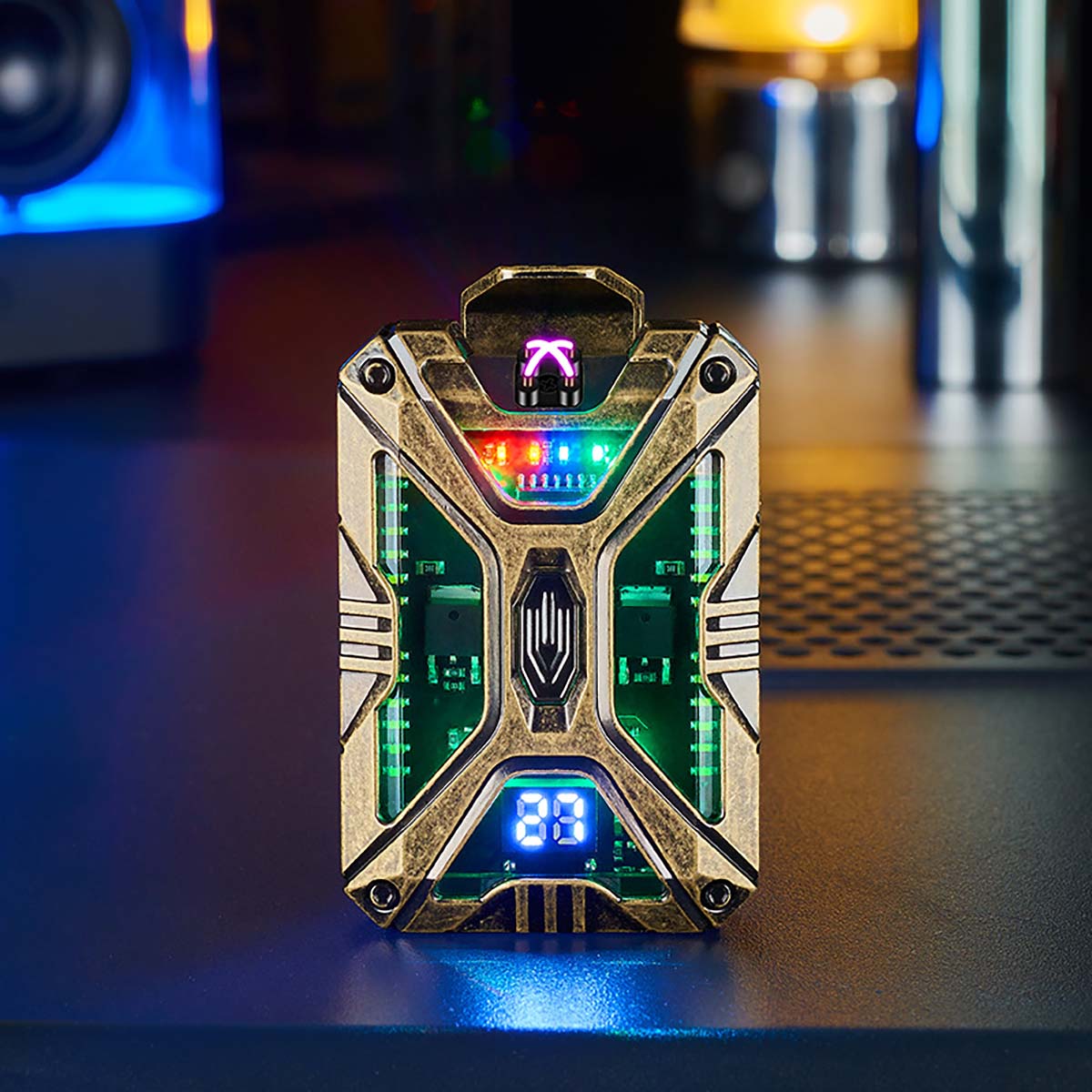 Mecha Rechargeable Lighter, Intelligent Temperature Display, Three Level LED Lighting