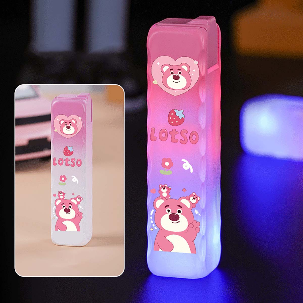 Cool and Cute Cartoon Pattern Lighter, Flashing Pink Flame Lighter