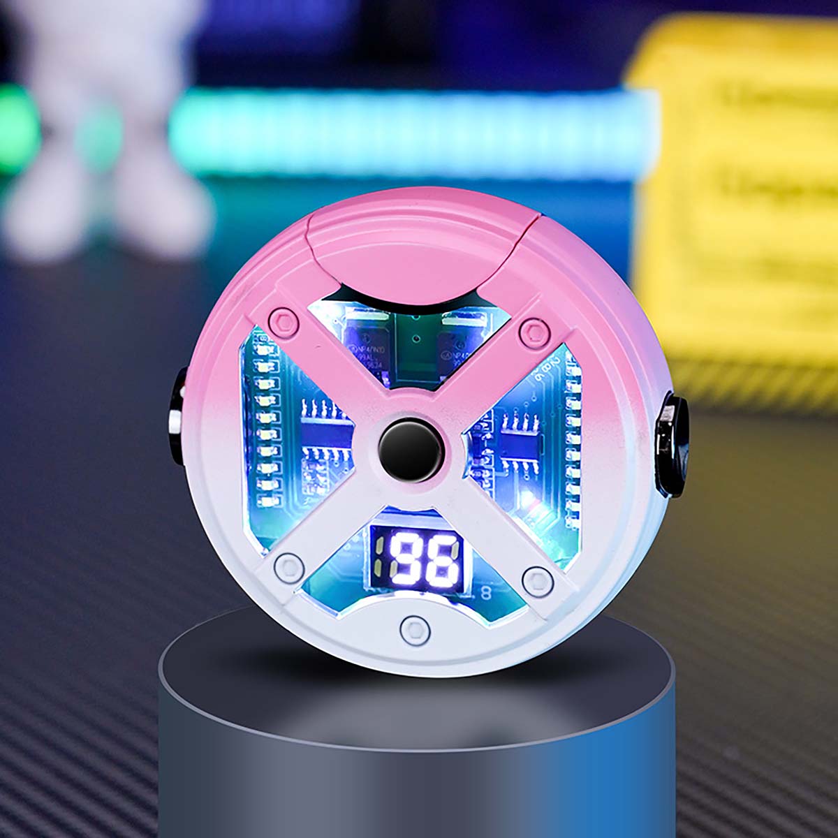 Windproof Double Arc USB Lighter,Creative Metal UFO Gyroscope,LED Color Light, Digital Battery Display, Rechargeable Lighter