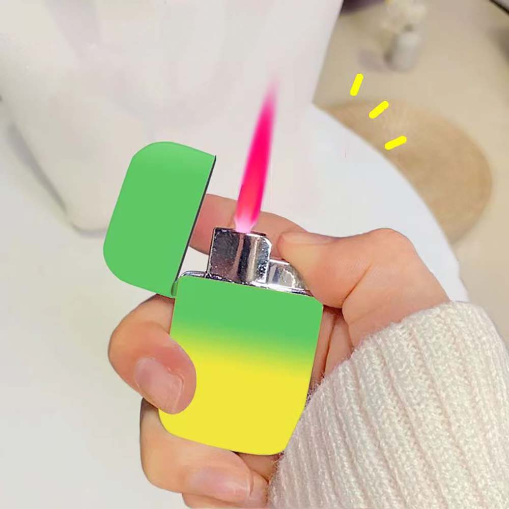 Cool Pink Flame Lighter, Gradient Color, Windproof Refillable Lighter