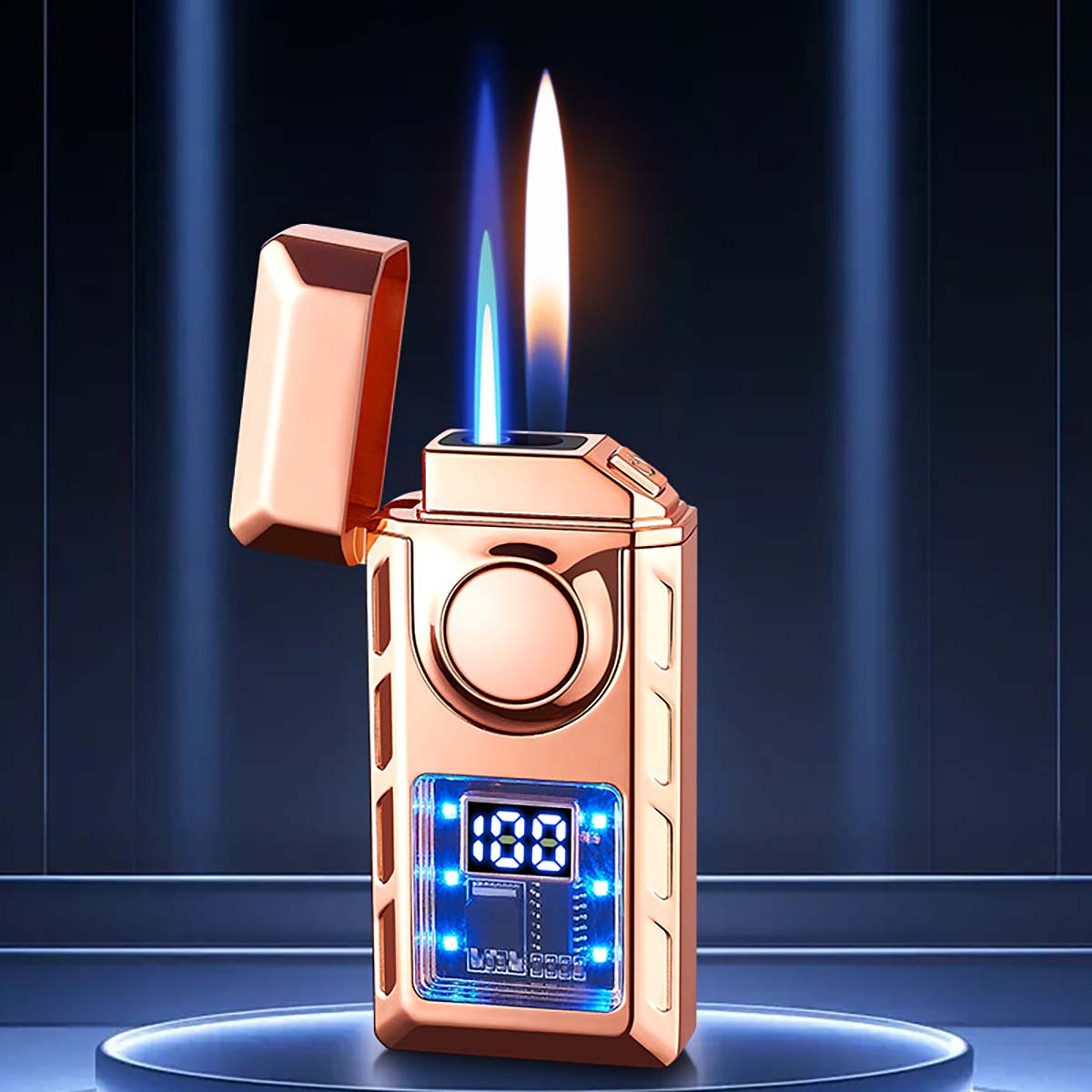 Rechargeable Piezo Pulse Windproof Lighter, Stylish Two Types Flames Lighter