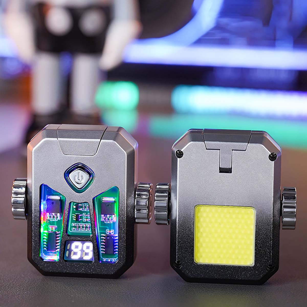 Mecha Style Gyro Lighter, Creative Double Arc Rechargeable Lighter with LED Light