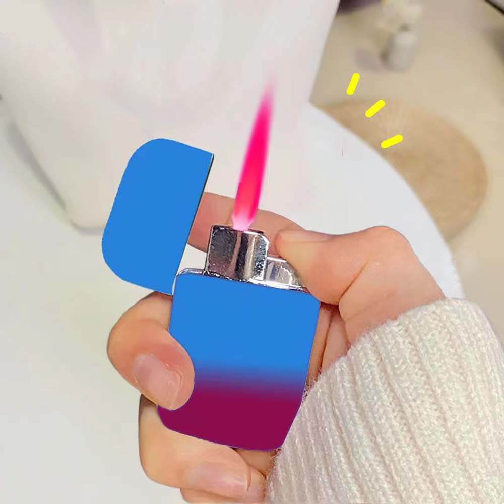 Cool Pink Flame Lighter, Gradient Color, Windproof Refillable Lighter