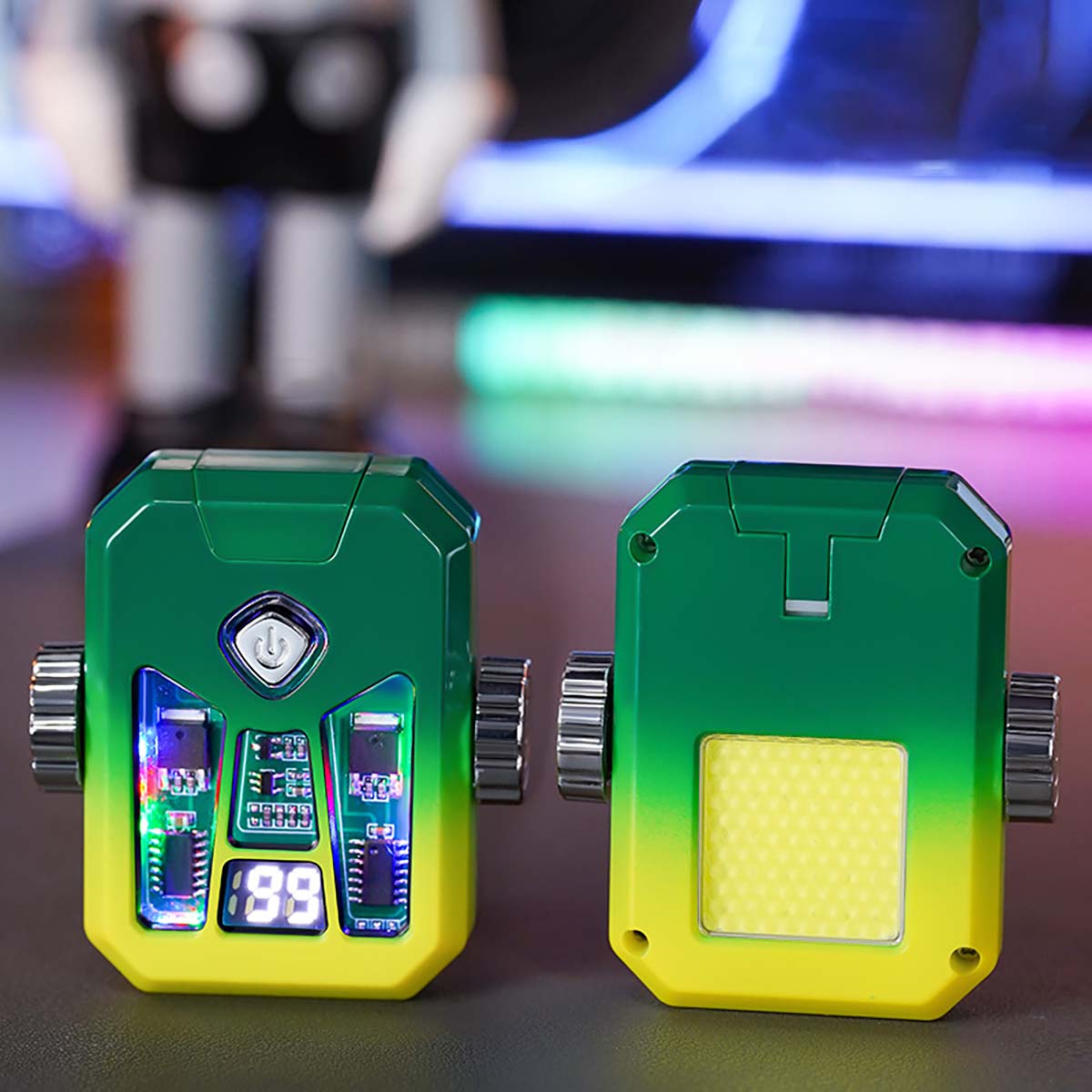 Mecha Style Gyro Lighter, Creative Double Arc Rechargeable Lighter with LED Light