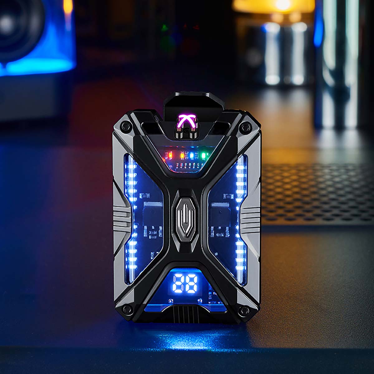 Mecha Rechargeable Lighter, Intelligent Temperature Display, Three Level LED Lighting