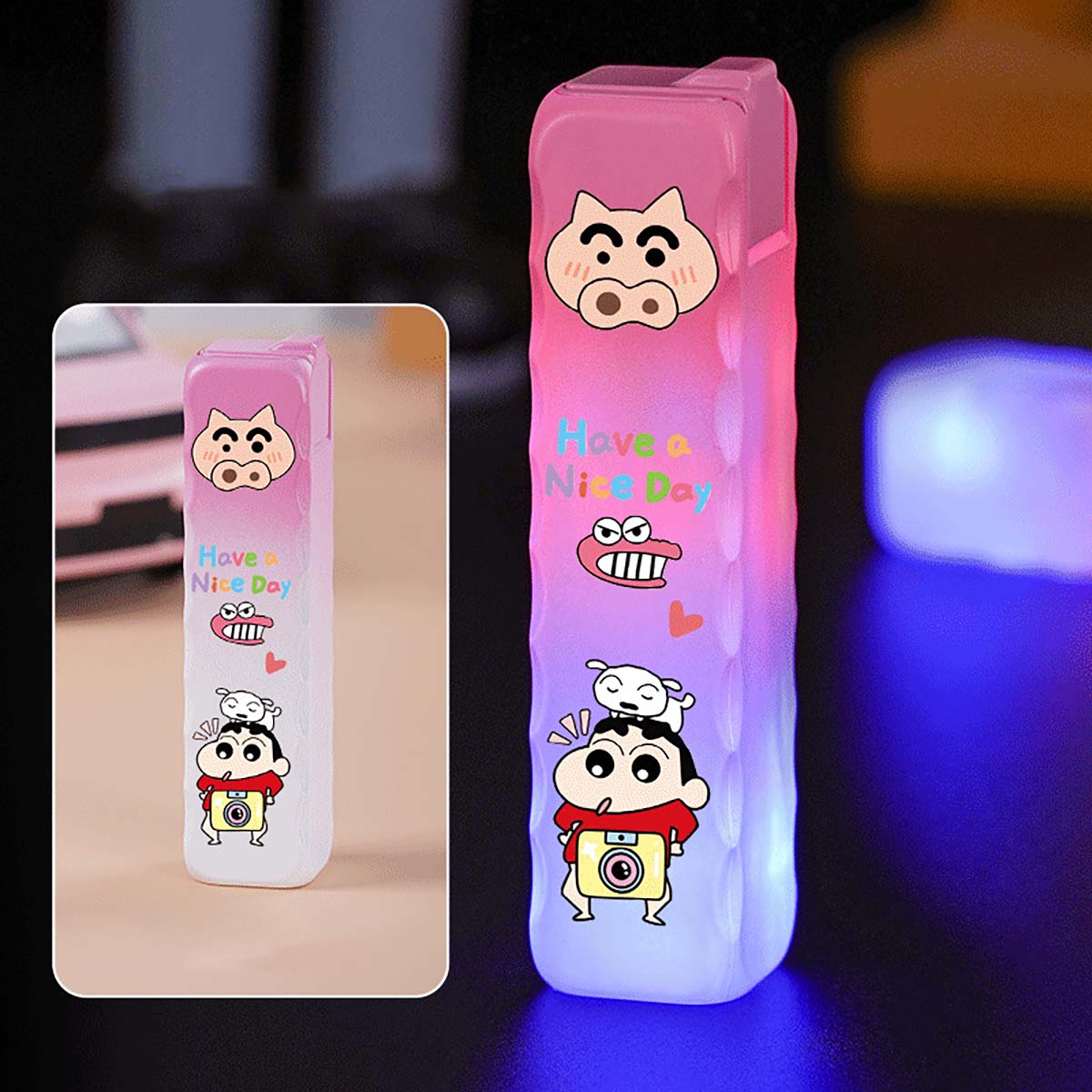 Cool and Cute Cartoon Pattern Lighter, Flashing Pink Flame Lighter