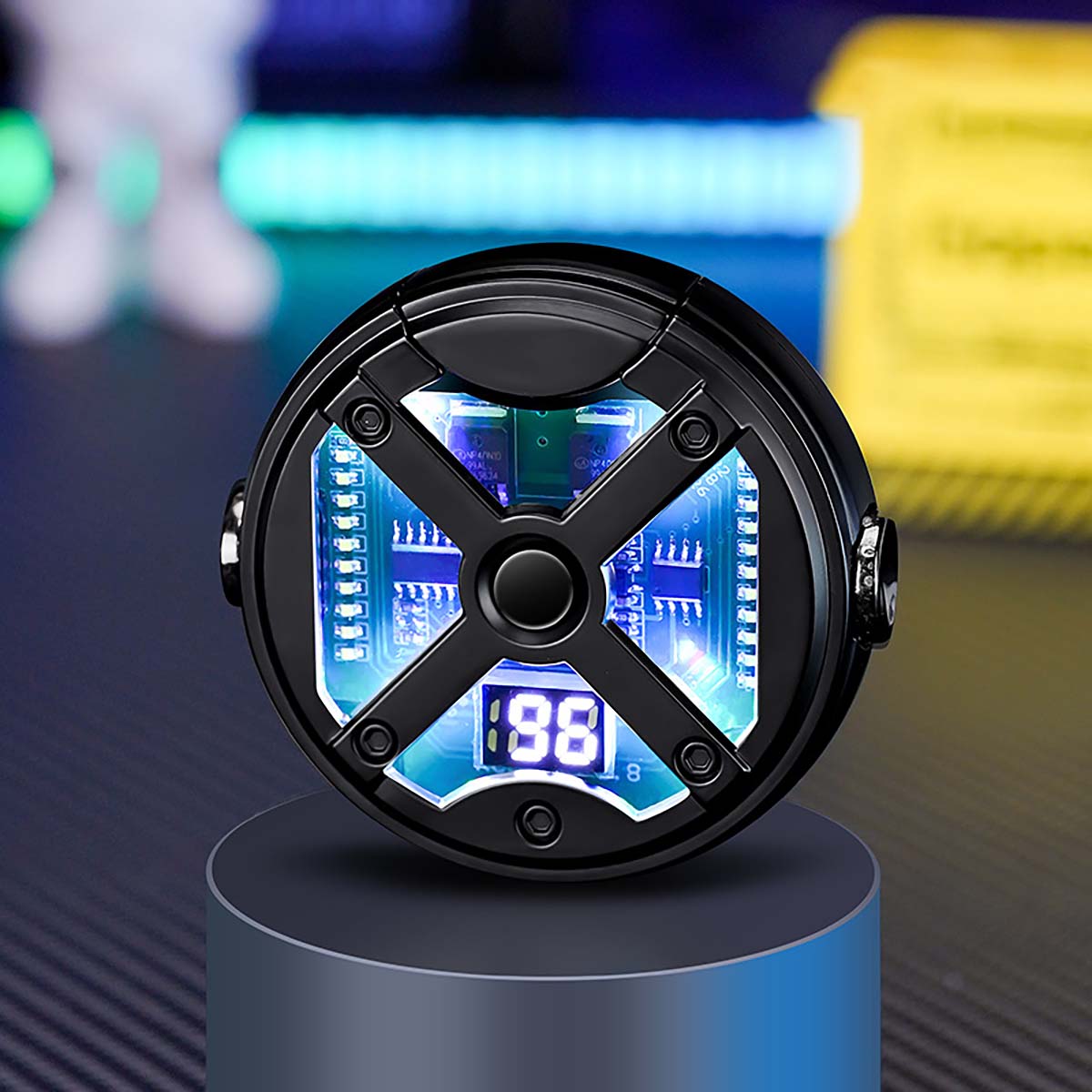 Windproof Double Arc USB Lighter,Creative Metal UFO Gyroscope,LED Color Light, Digital Battery Display, Rechargeable Lighter