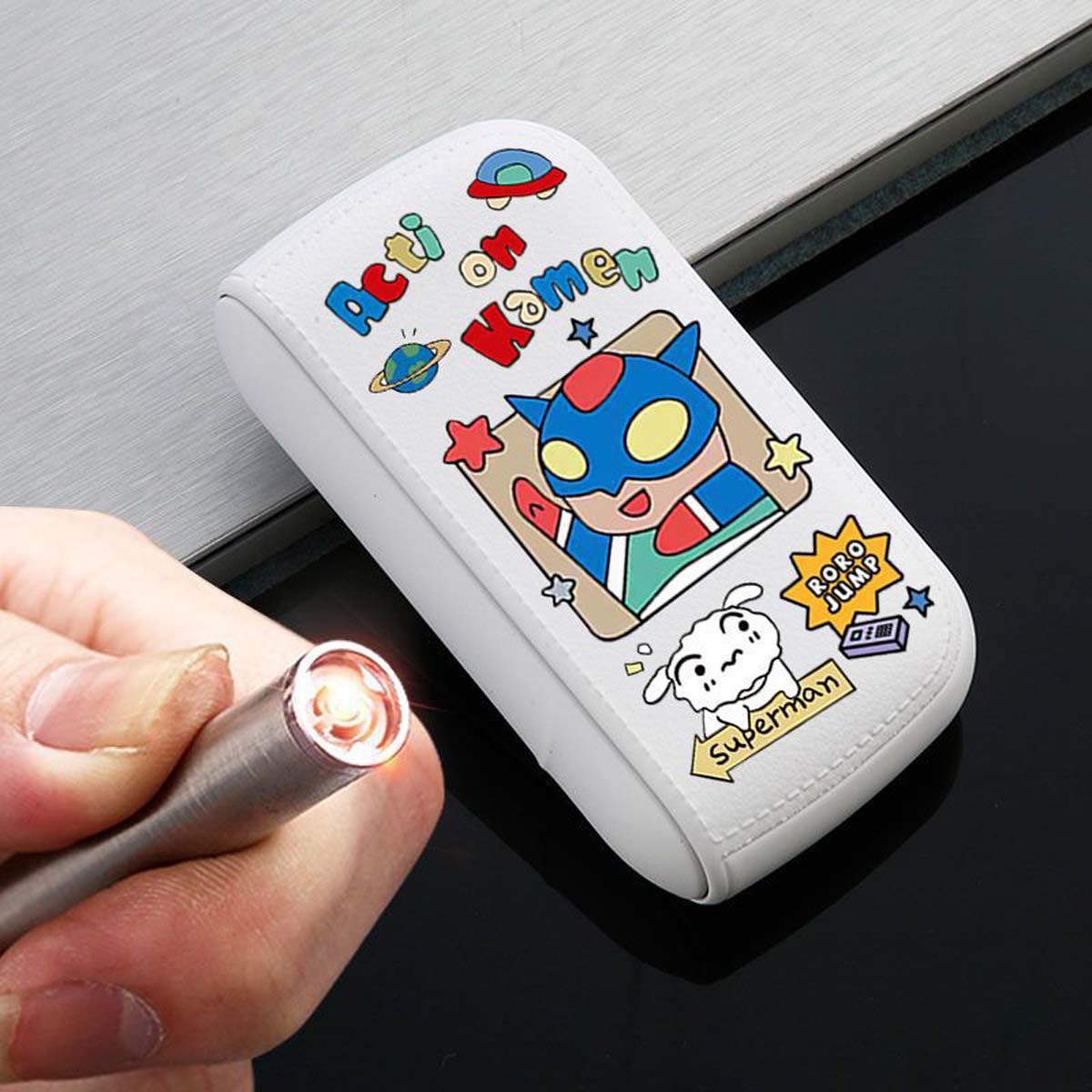 Portable 2 in 1 Cigarette Case and Lighter Set, Lovely Cartoon Cigarettes Boxes