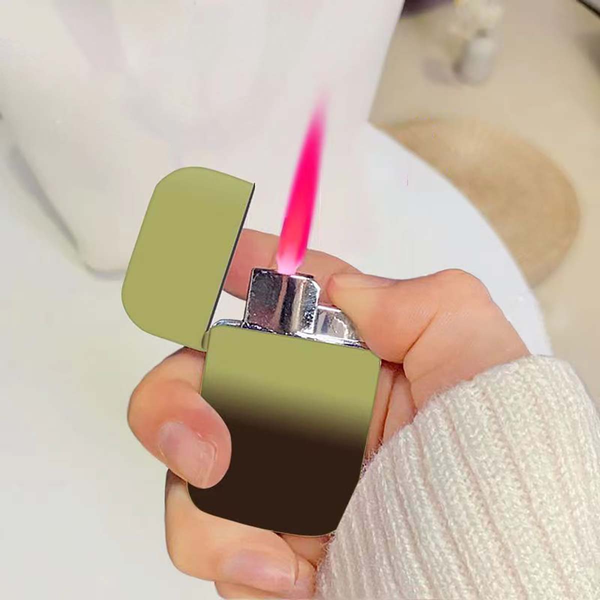 Cool Pink Flame Lighter, Gradient Color, Windproof Refillable Lighter