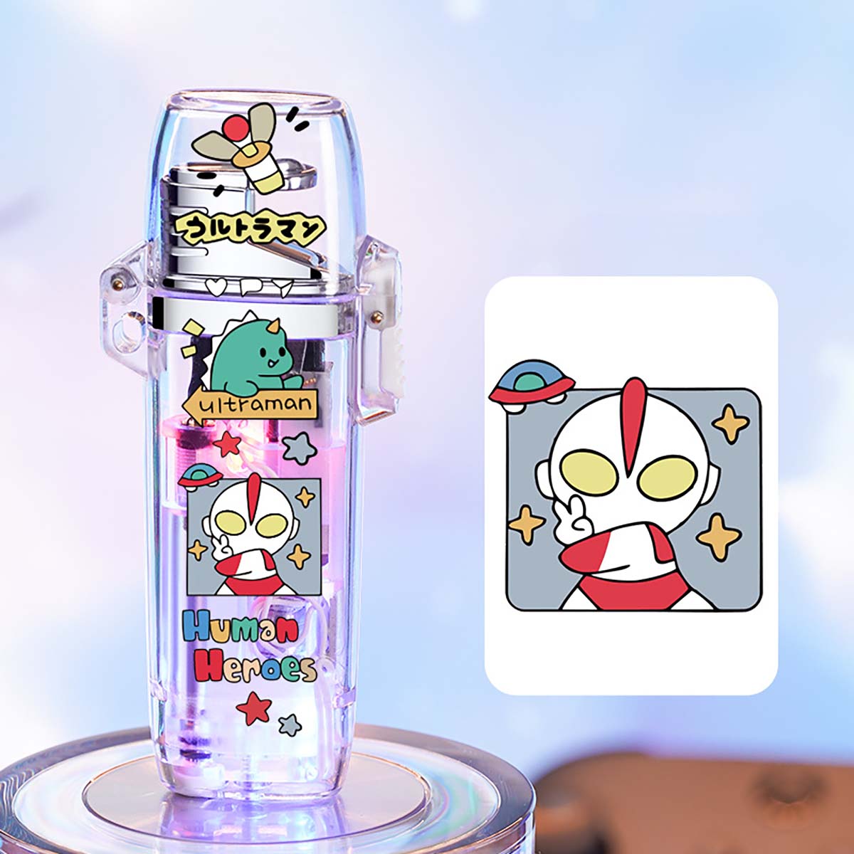 Creative Transparent Flashing Cartoon Cute Lighter, Cool Illuminating Windproof Lighter