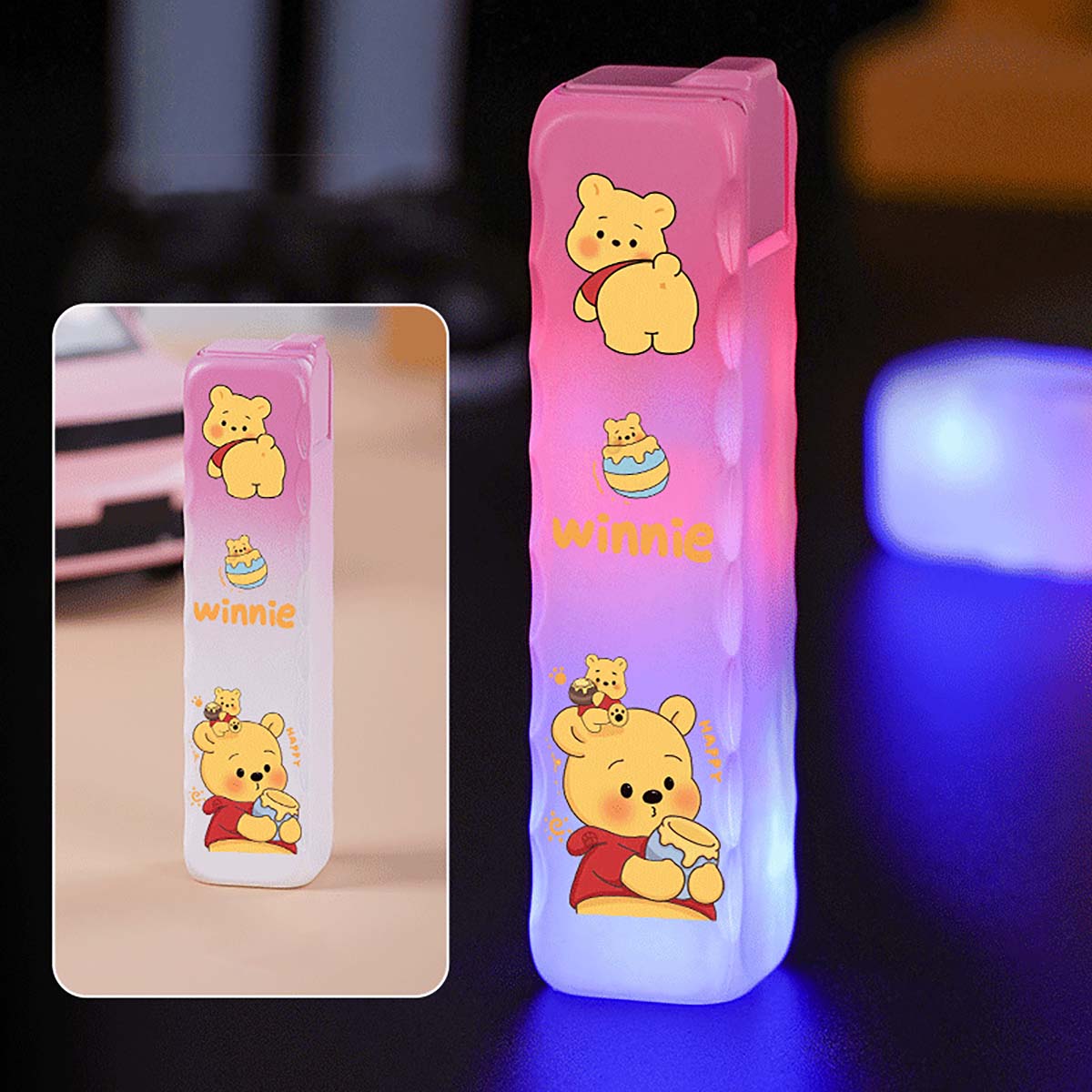 Cool and Cute Cartoon Pattern Lighter, Flashing Pink Flame Lighter