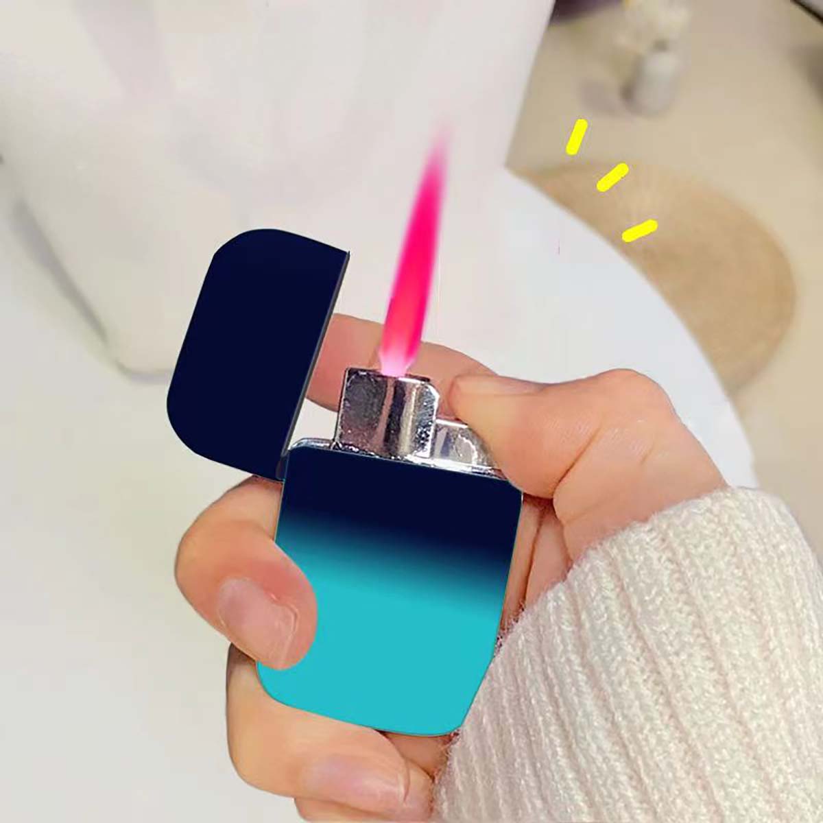 Cool Pink Flame Lighter, Gradient Color, Windproof Refillable Lighter