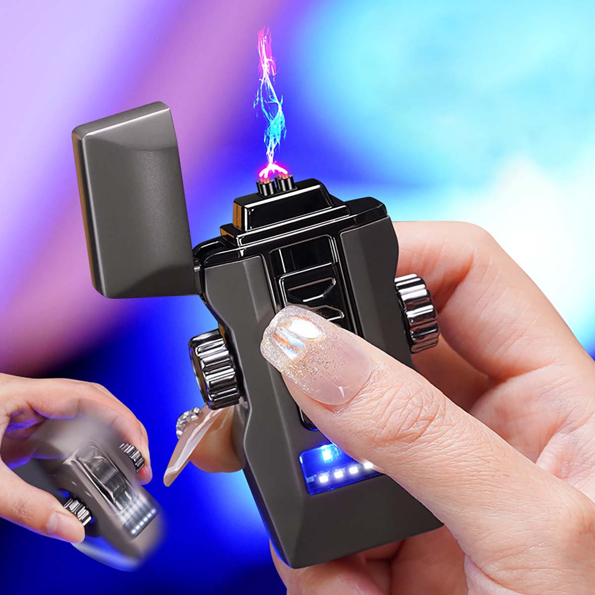 Mecha Alloy Gyroscope Double Arc Charging Windproof Lighter, Sports Car Design