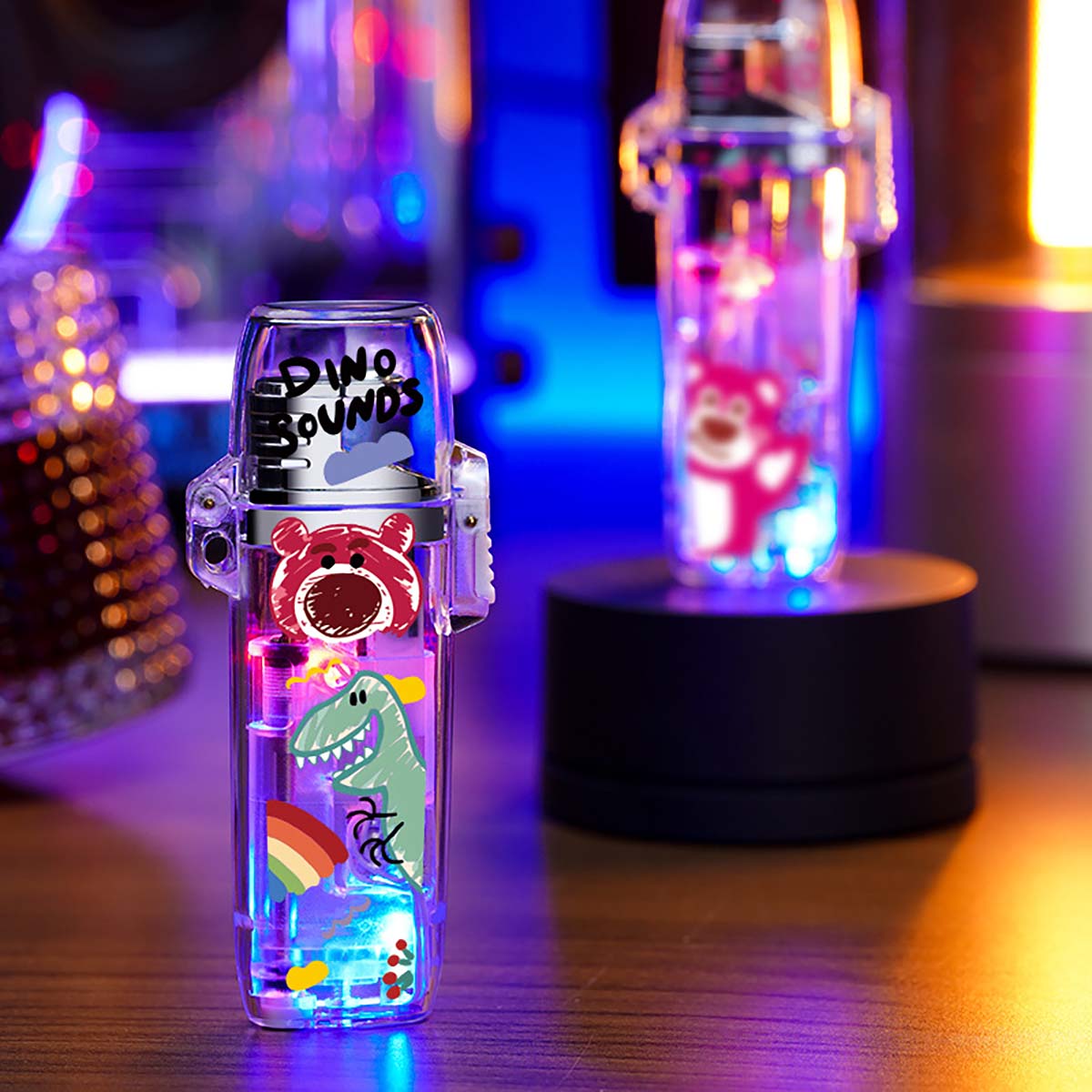 Creative Transparent Flashing Cartoon Cute Lighter, Cool Illuminating Windproof Lighter