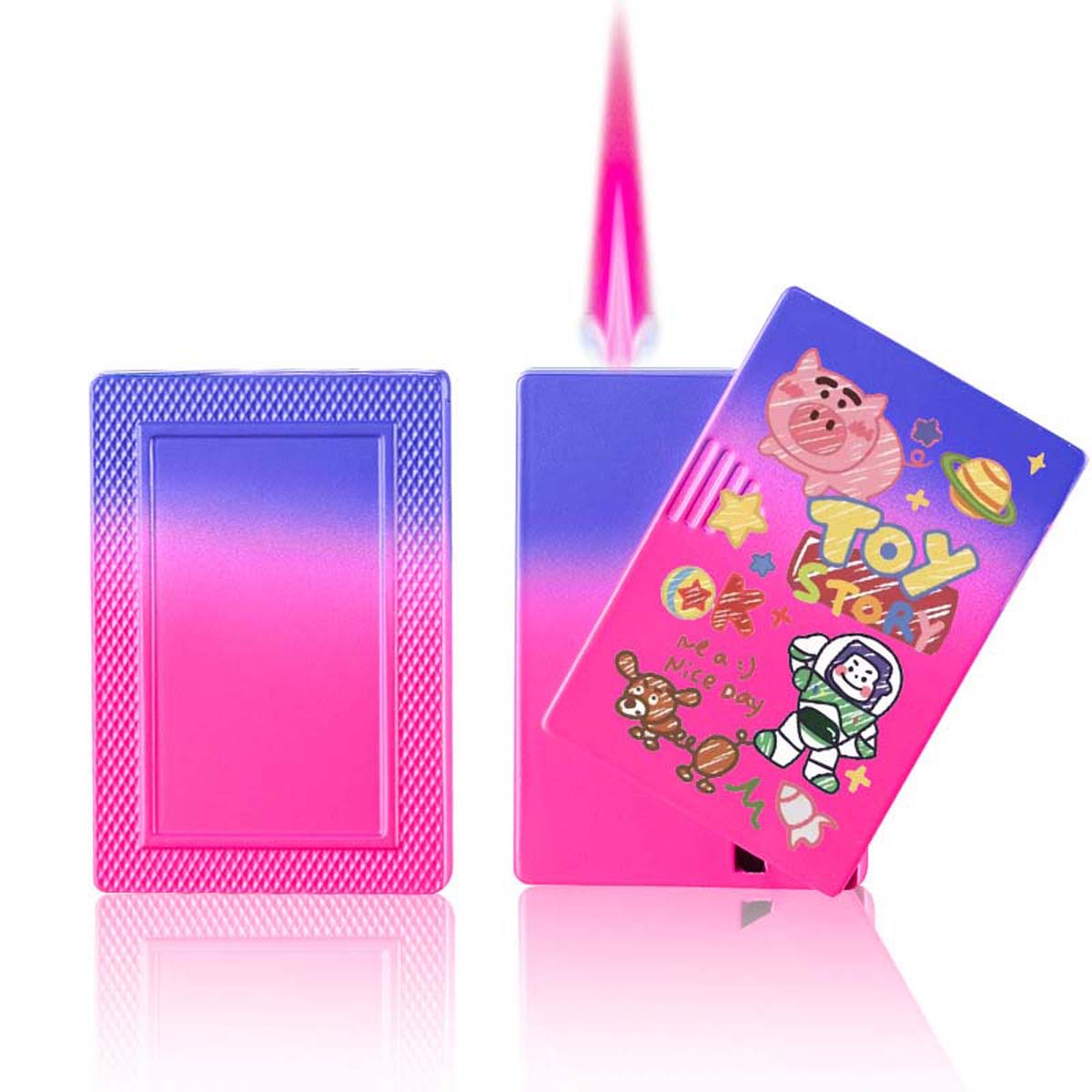 Cute Cartoon Lighter, Kawaii Lighter Pink Flame Windproof Gas Lighter ﻿