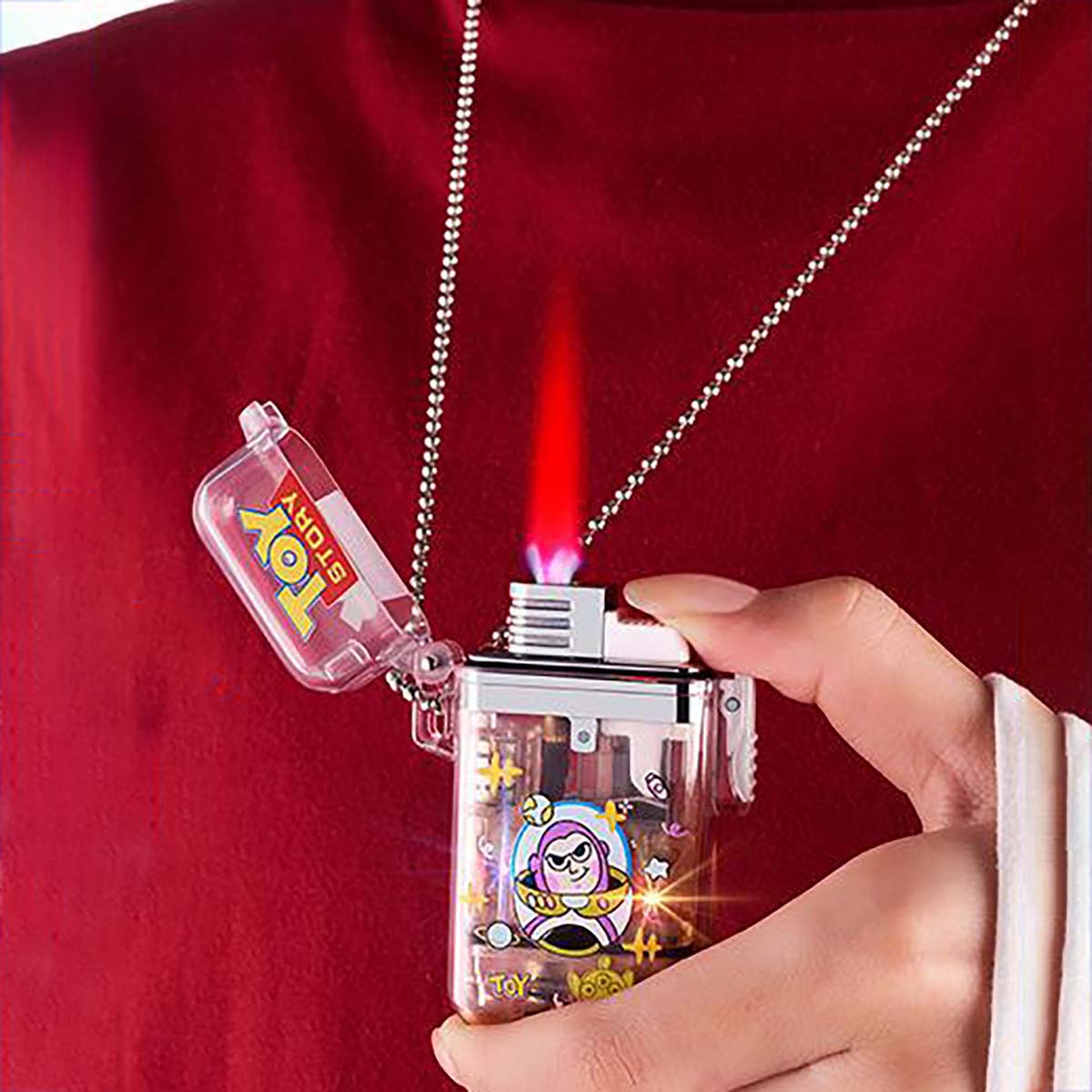 Windproof Cute Lighter, Transparent Colorful Cool Lighting Lighter, Pink Flame Refillable Lighter