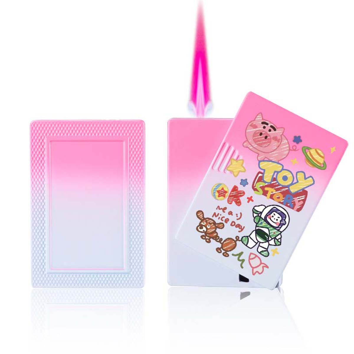 Cute Cartoon Lighter, Kawaii Lighter Pink Flame Windproof Gas Lighter ﻿