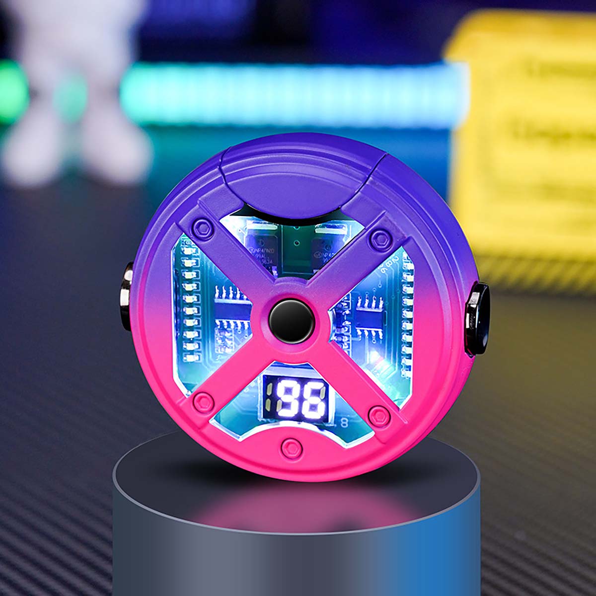 Windproof Double Arc USB Lighter,Creative Metal UFO Gyroscope,LED Color Light, Digital Battery Display, Rechargeable Lighter