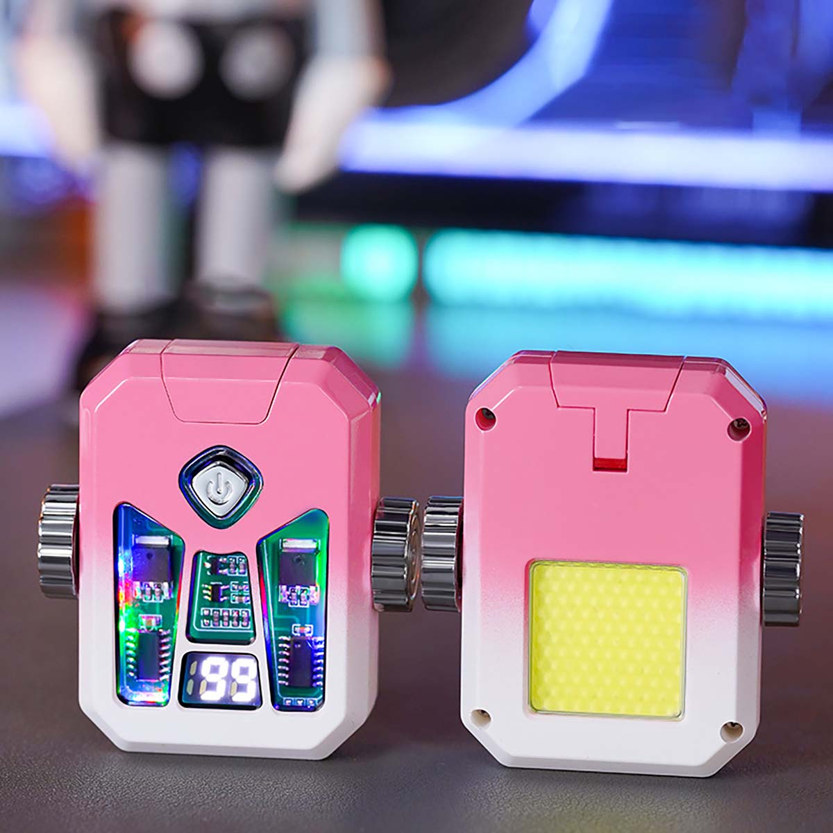 Mecha Style Gyro Lighter, Creative Double Arc Rechargeable Lighter with LED Light