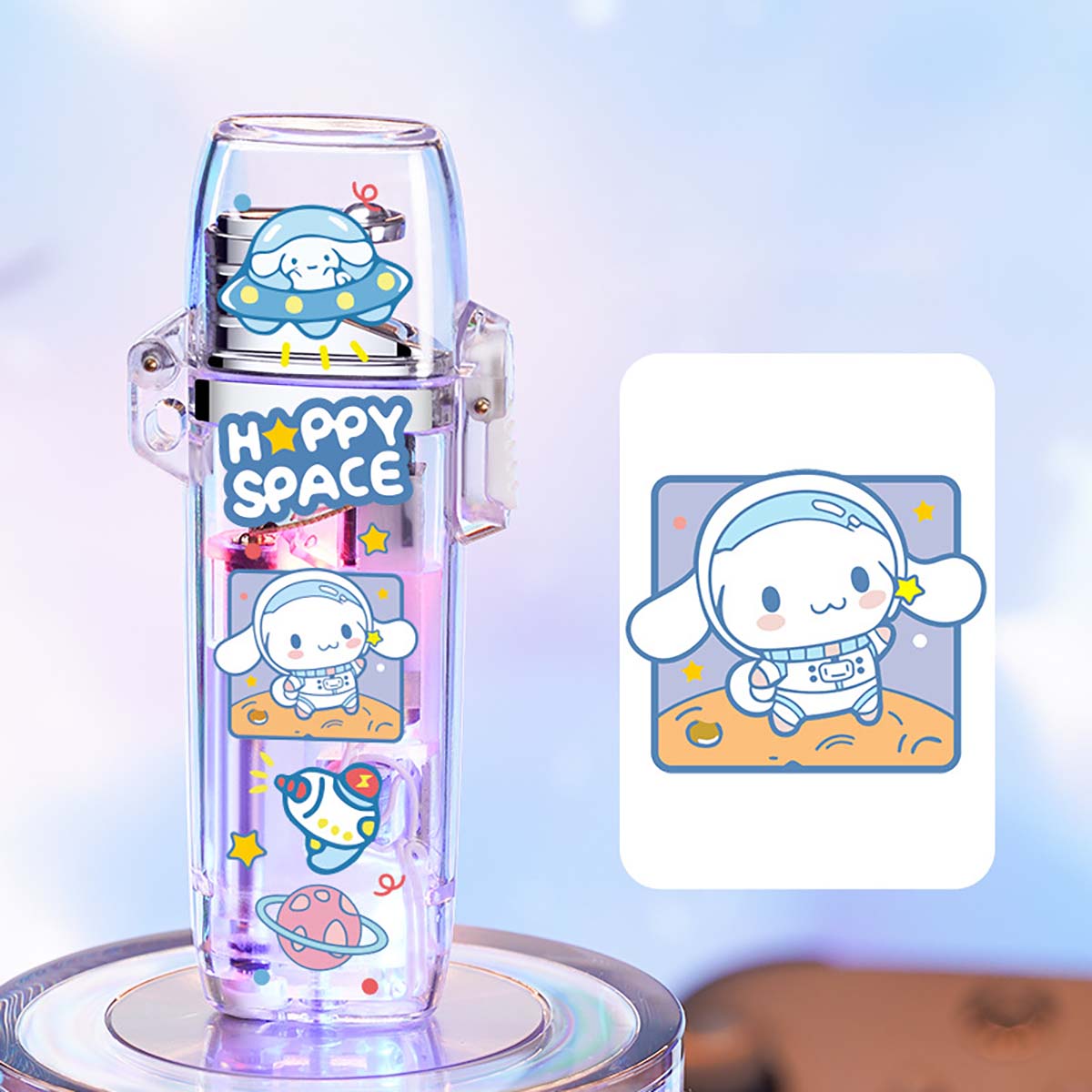 Creative Transparent Flashing Cartoon Cute Lighter, Cool Illuminating Windproof Lighter