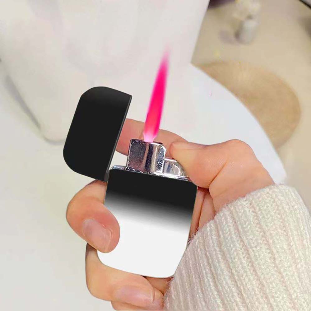 Cool Pink Flame Lighter, Gradient Color, Windproof Refillable Lighter