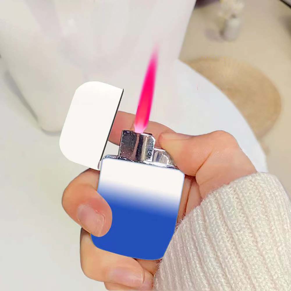 Cool Pink Flame Lighter, Gradient Color, Windproof Refillable Lighter