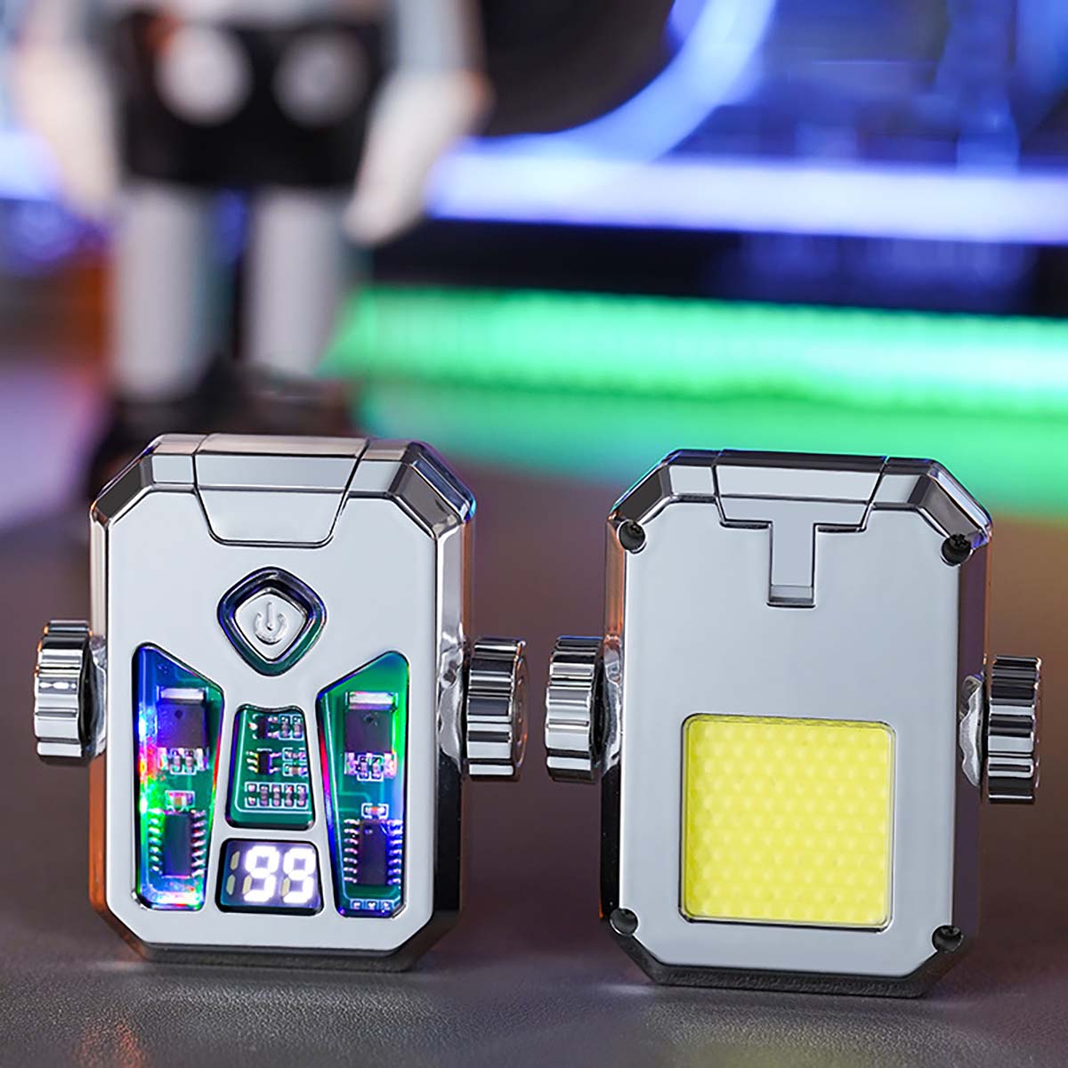 Mecha Style Gyro Lighter, Creative Double Arc Rechargeable Lighter with LED Light