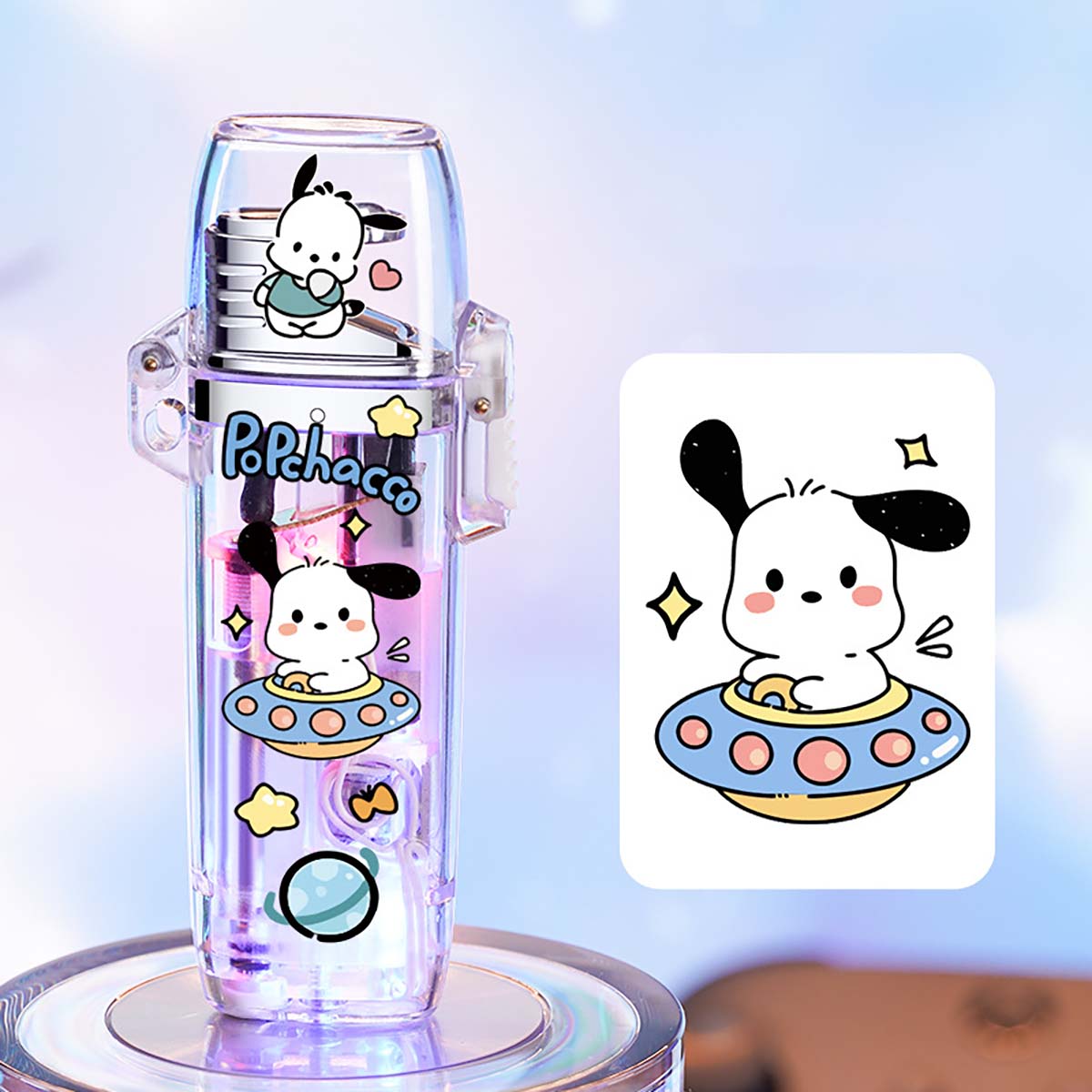 Creative Transparent Flashing Cartoon Cute Lighter, Cool Illuminating Windproof Lighter